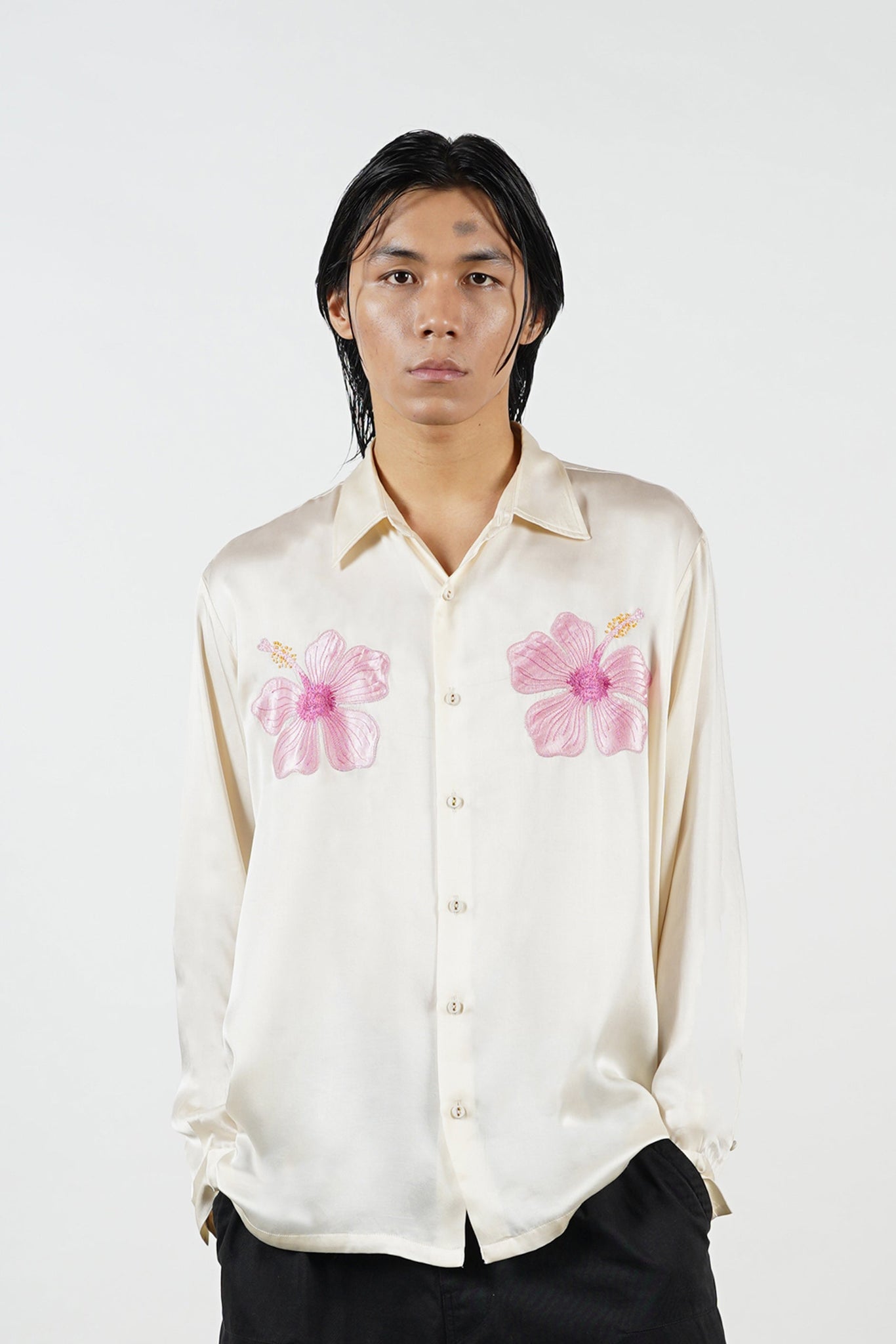 Hibiscus Embroidered Shirt