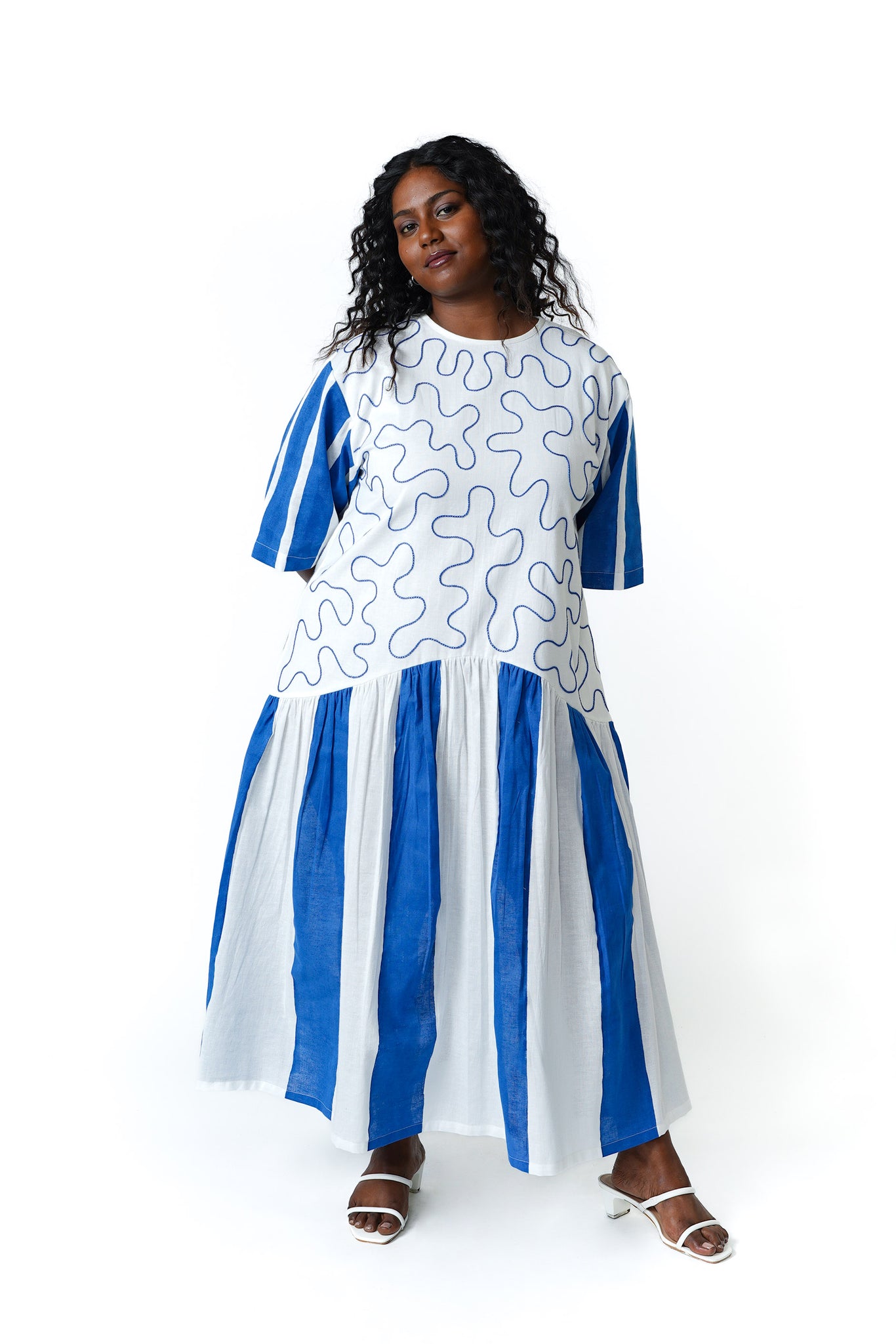 Cord Parade 2.0 Dress [Block Print Blue]