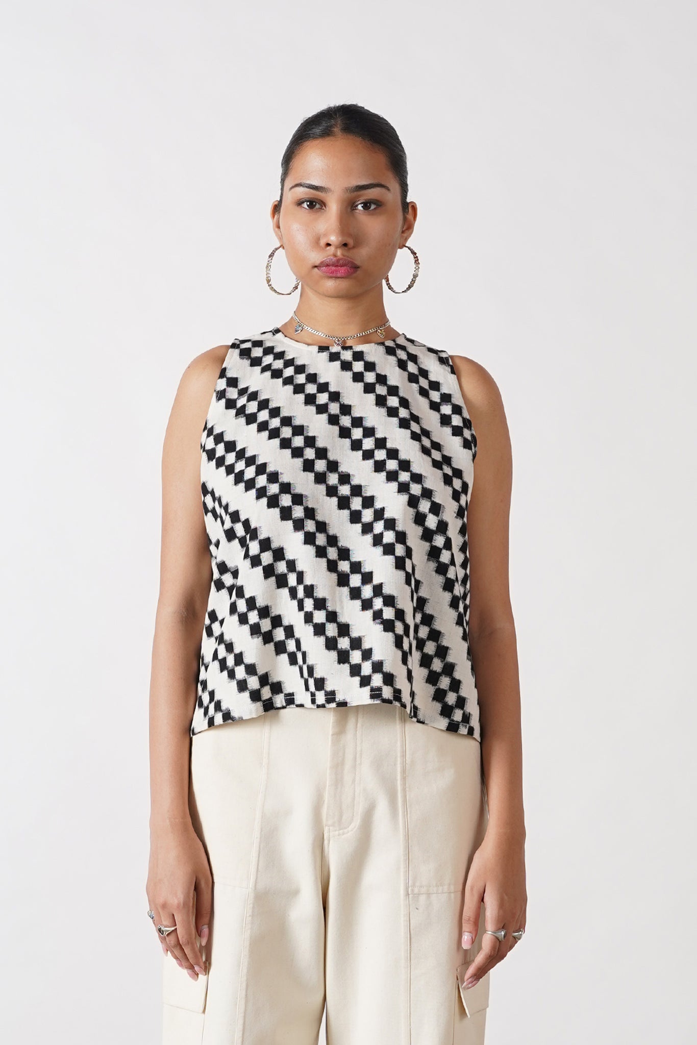 BW Ikat Tie Up Top