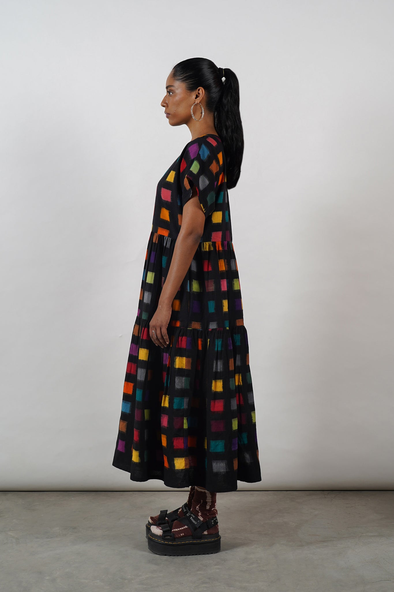 Ikat Tier Dress [Black]