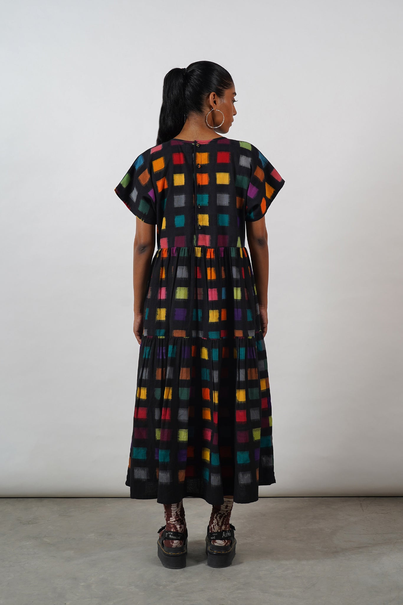 Ikat Tier Dress [Black]