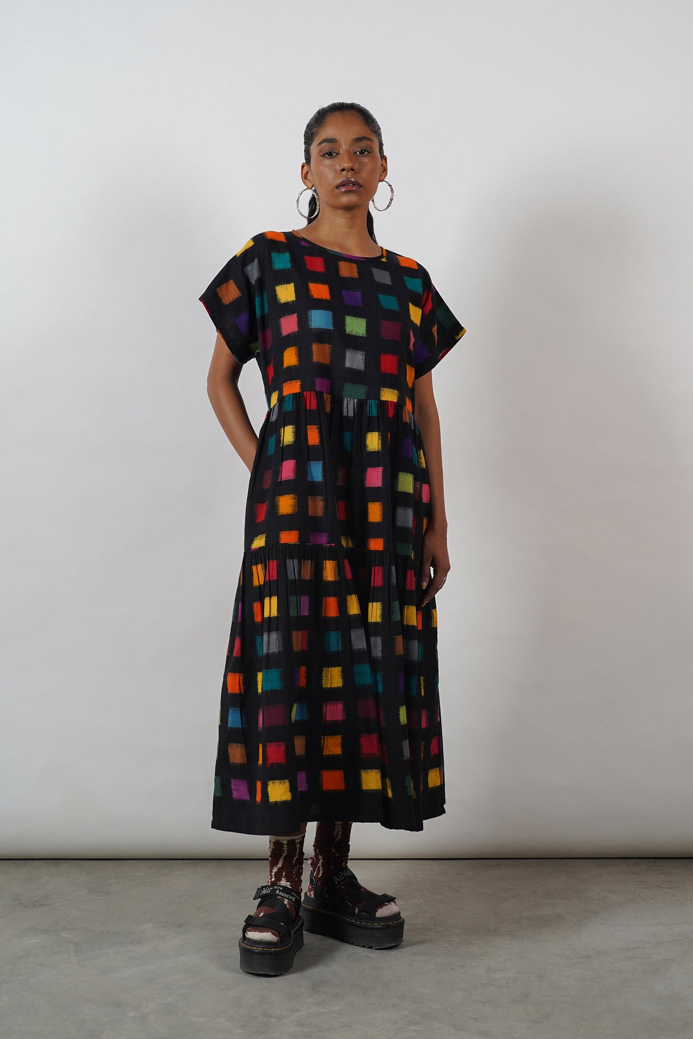 Ikat Tier Dress [Black]