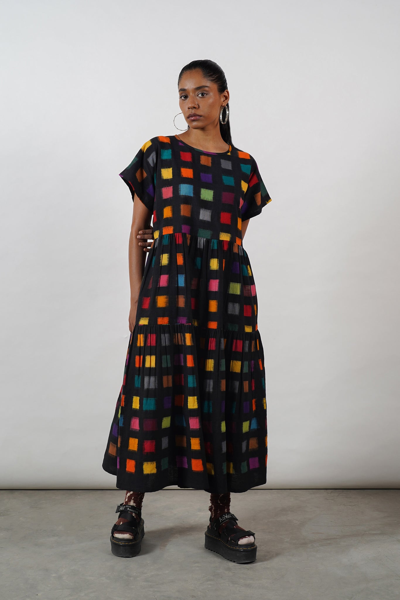 Ikat Tier Dress [Black]