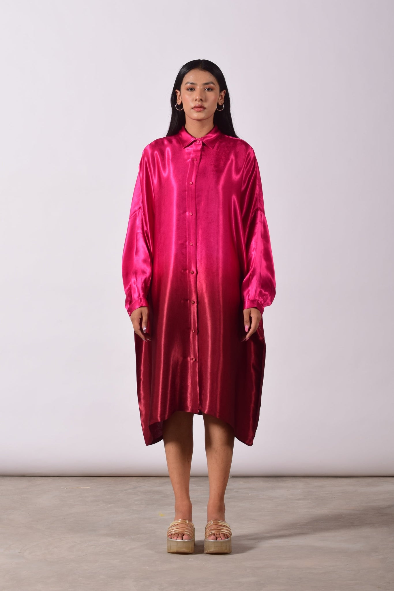 Rose Syrup Square Shirt Dress