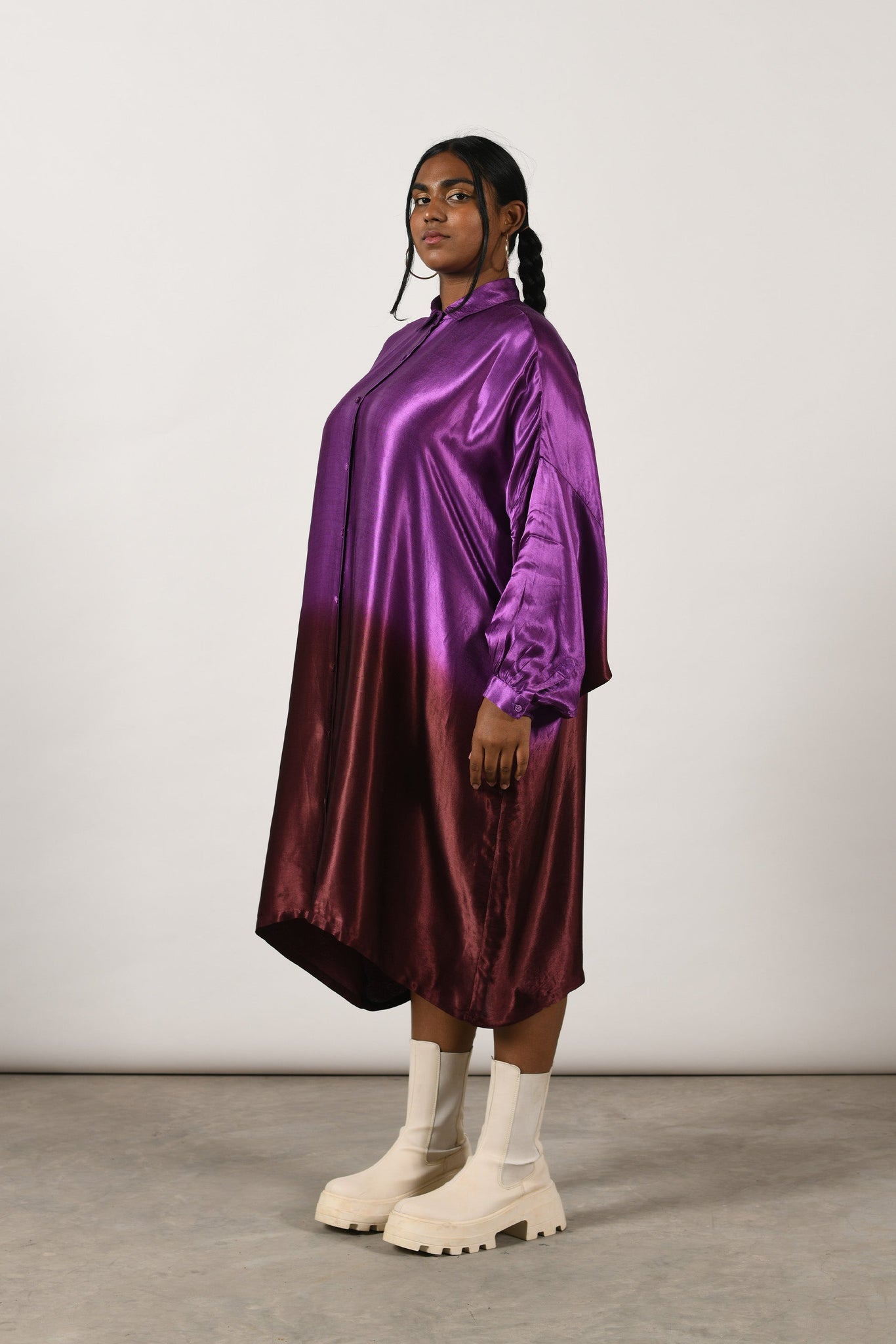 Purple Yam Square Shirt Dress