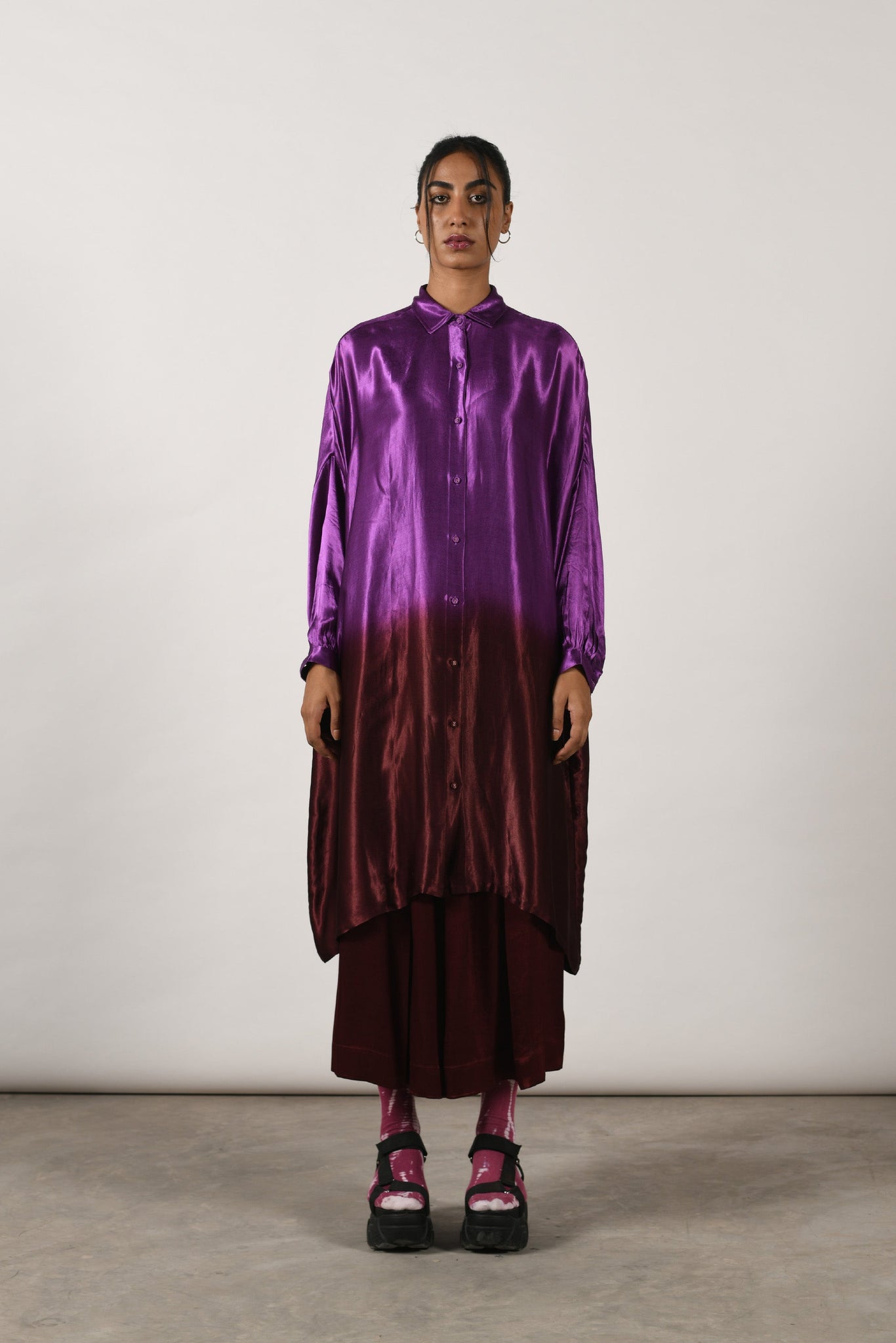 Purple Yam Square Shirt Dress