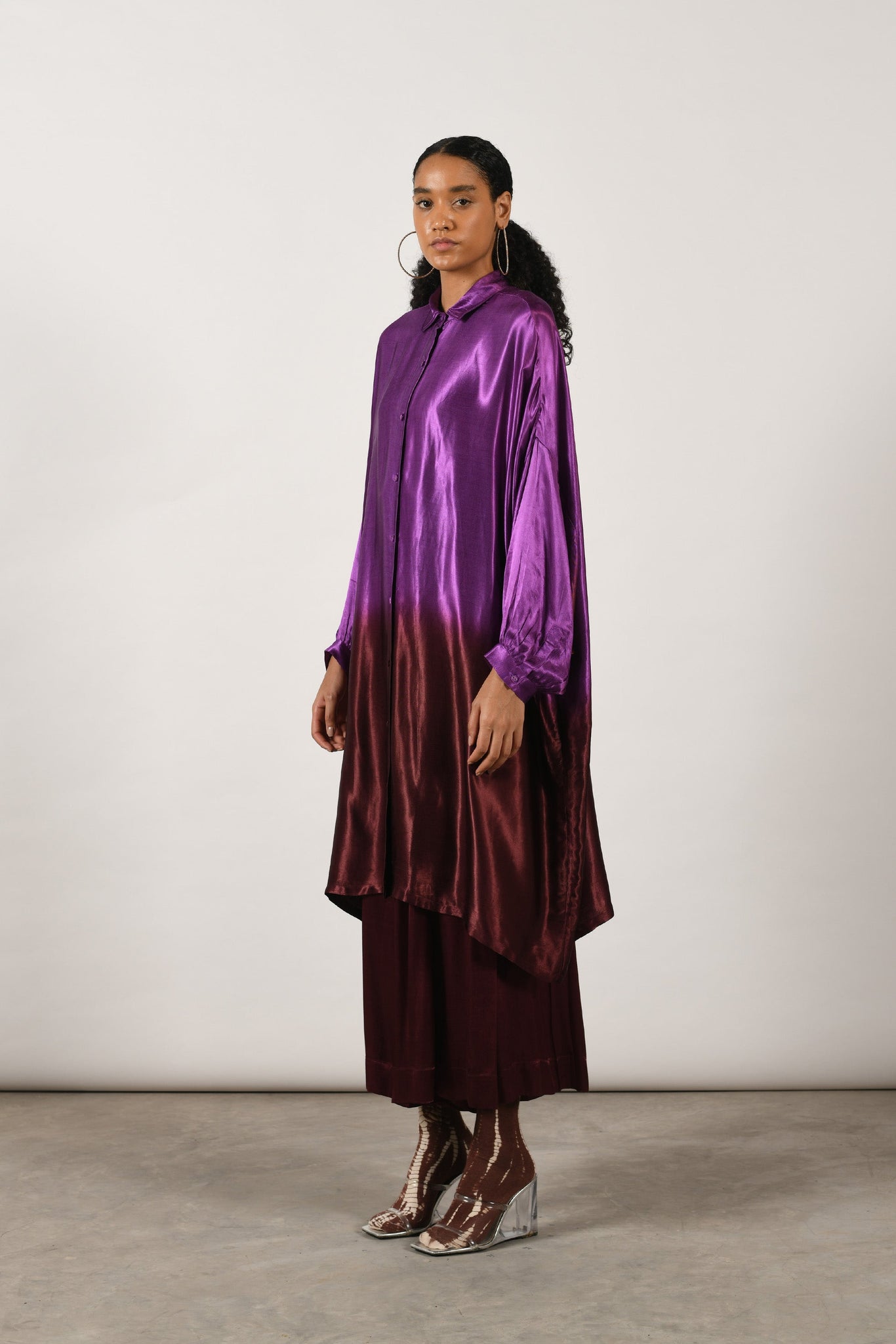 Purple Yam Square Shirt Dress