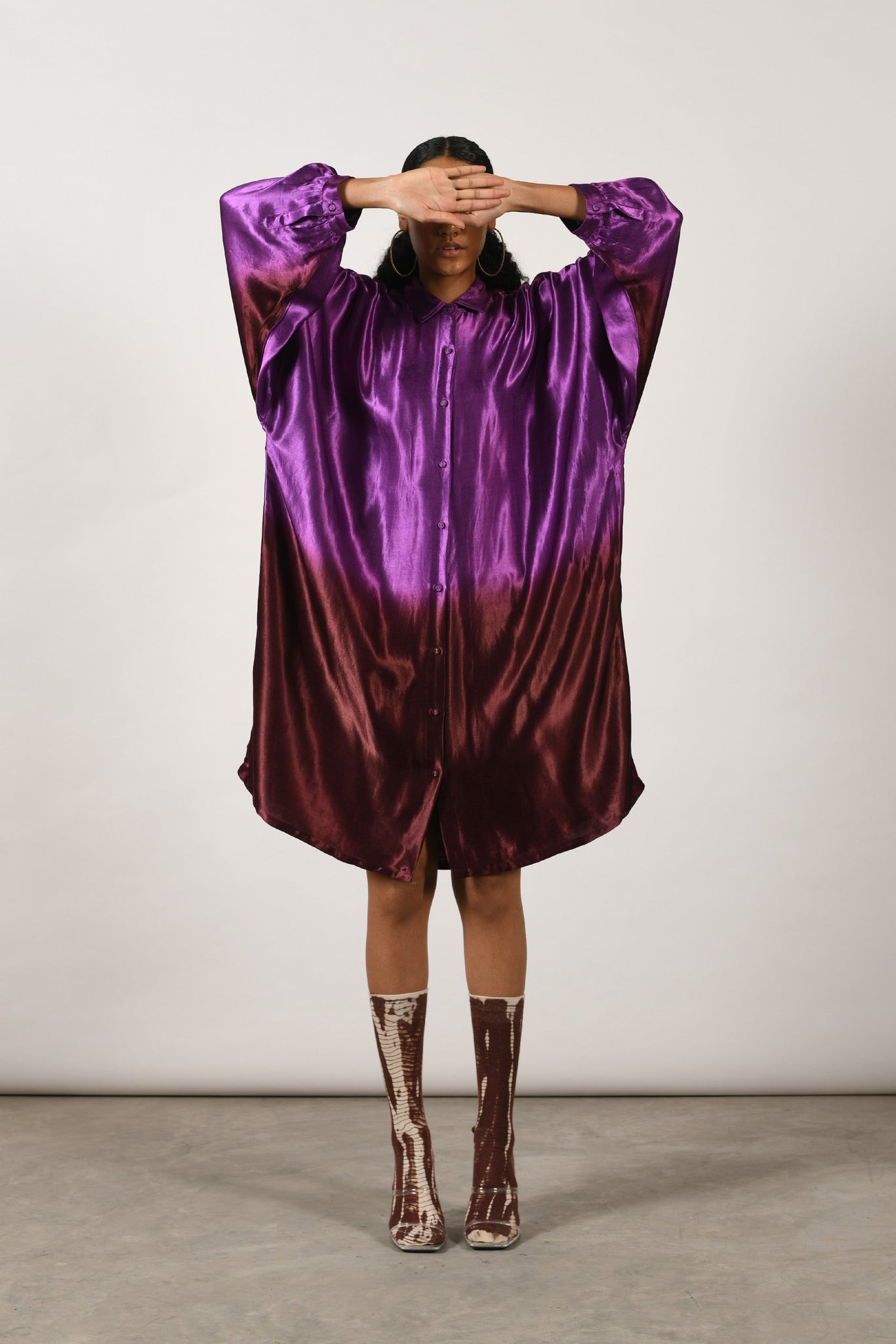 Purple Yam Square Shirt Dress