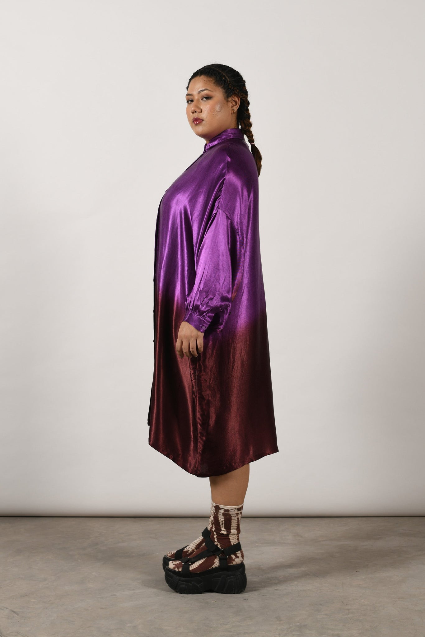 Purple Yam Square Shirt Dress